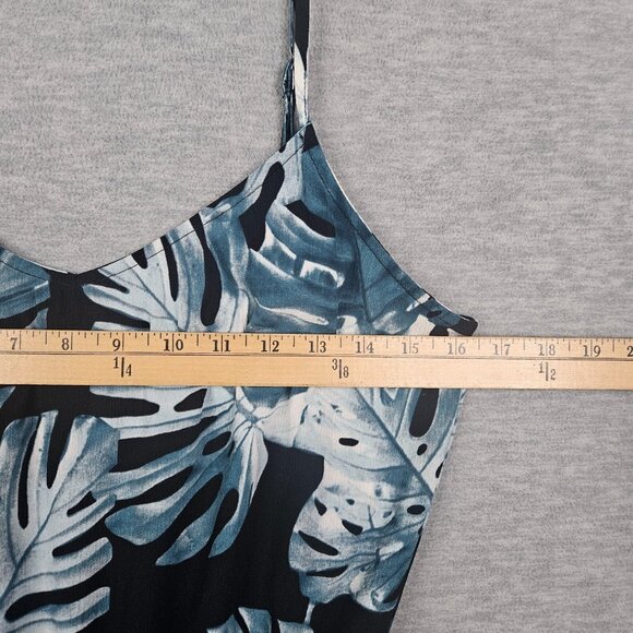 Show Me Your Mumu Women's Tropical Leaf Print Romper Blue White Adjustable Sz S - Picture 9 of 11